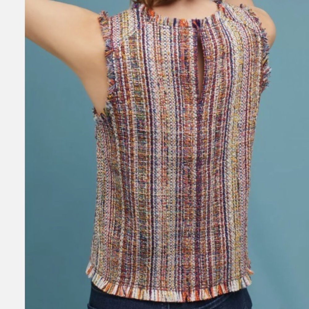 Anthropologie Sleeveless Fringe Tweed Top - Picture 7 of 8